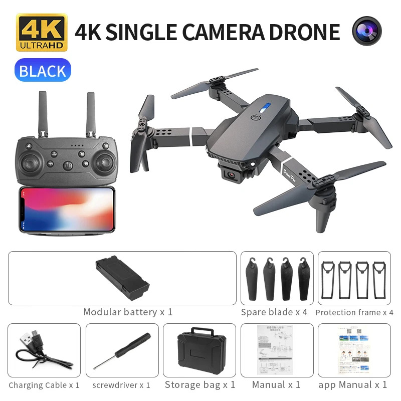 Drone Camera Wide Angle - E88 ProIntelligent Opvouwbare Drone Ondersteunt enkele/Dubbele